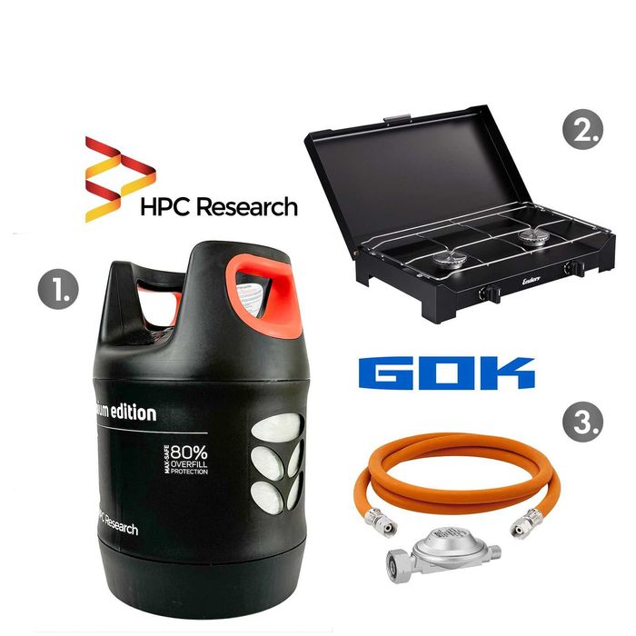 Газові комплекти: Композитний балон + плита + комплект підключення