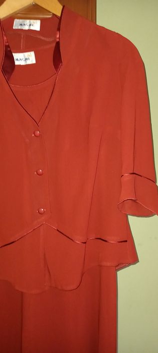 Sukienka ciemne bordo cegła z bolerkiem