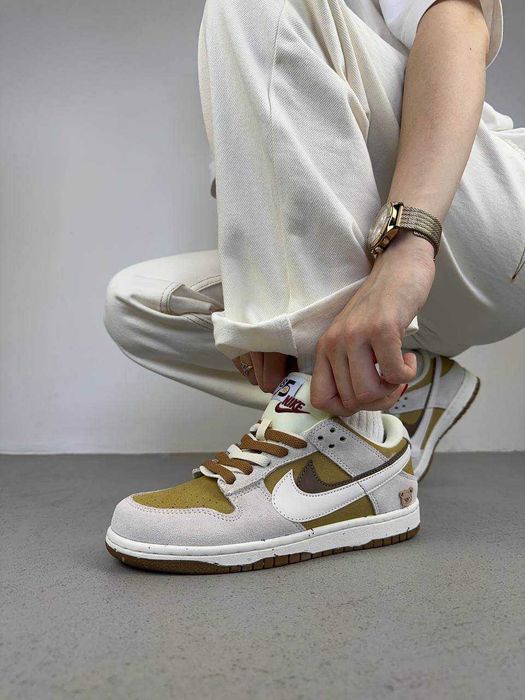 Мужские кроссовки Nike SB Dunk Low SE 85 Double Swoosh Grey Khaki Bear