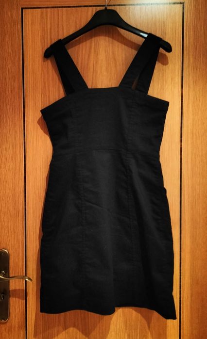 Vestido de alças preto, Tam. 36, H&M