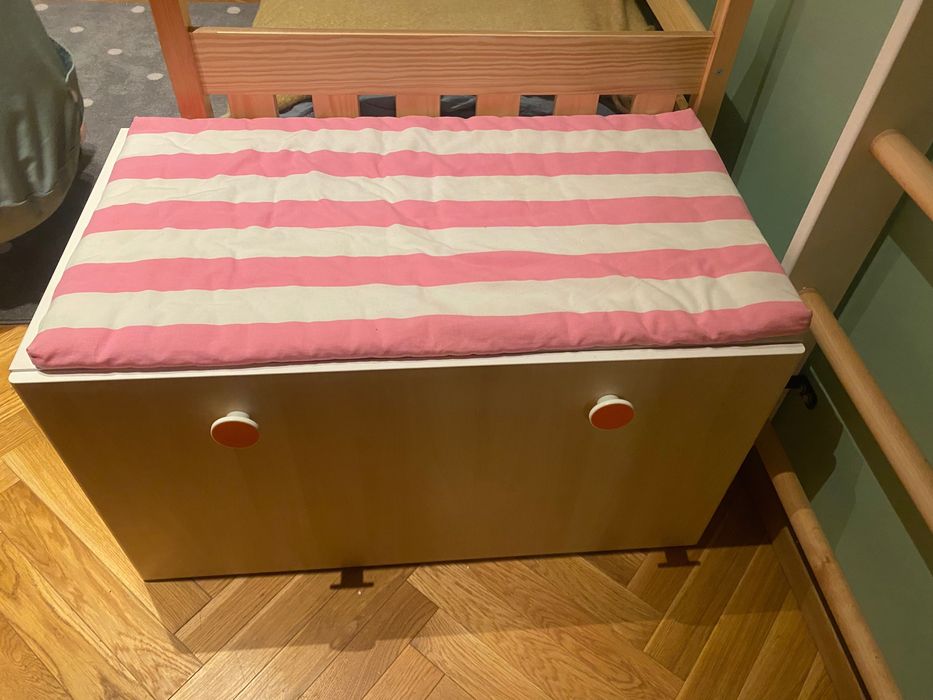 Ławka z pojemnikiem IKEA na zabawki biały/brzoza 90x52x48 cm