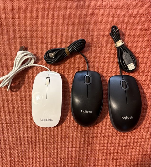 Lote de 3 Ratos com Fio (LogiLink + 2x Logitech B100) – Prontos a Usar | 20€