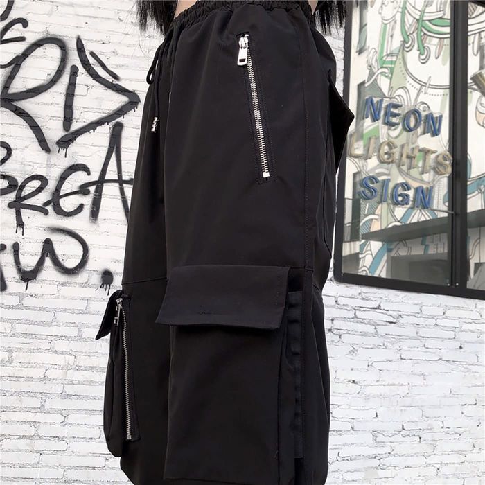 Damskie Spodnie Joggers Czarne Z Wysokim Stanem Kieszeniami Czarne XXL