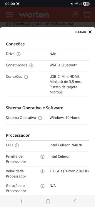 Computador portátil com 1 ano de garantia