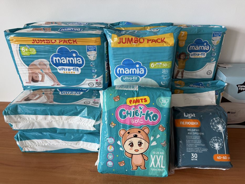 Підгузки Mamia 6+ та 7, Пелюшки 40х60