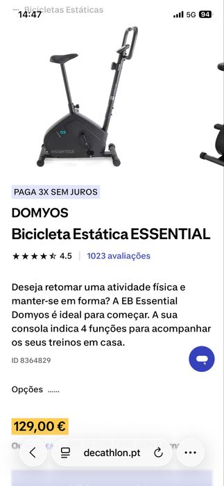 Bicicleta estatica Decathlon