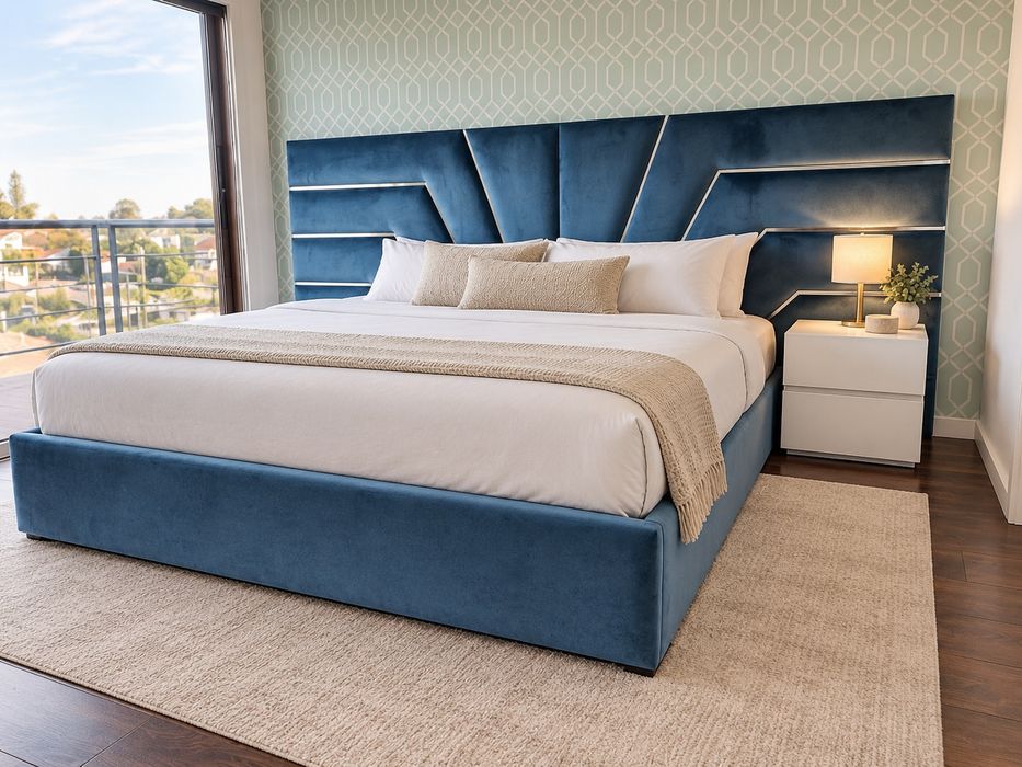 Cama Casal Estofada Tecidos Lavaveis
