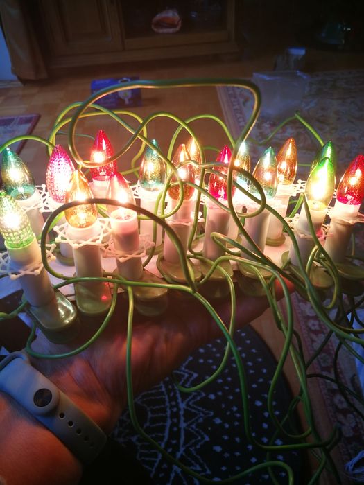 Oświetlenie na choinkę, lampki, świeczki PRL