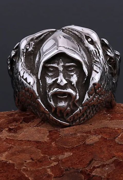 Anel Odin com Lobos e Corvos Mitologia Viking Escadinávia NOVO