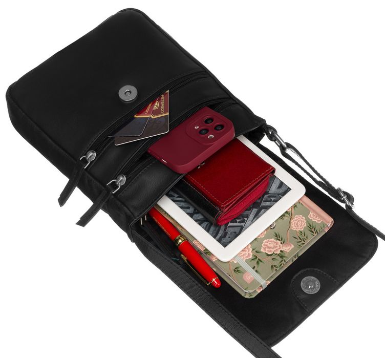 skórzana listonoszka damska z klapką - peterson