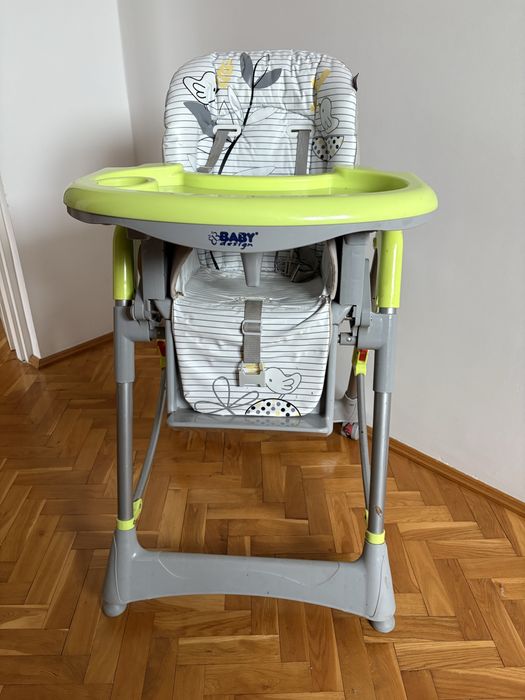 Krzesełko do karmienia stabilne zielono-szare
