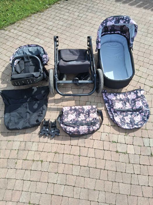 Wózek 2w1 Roan Bloom Kwiaty | Gondola + Spacerówka + Torba + Adaptery