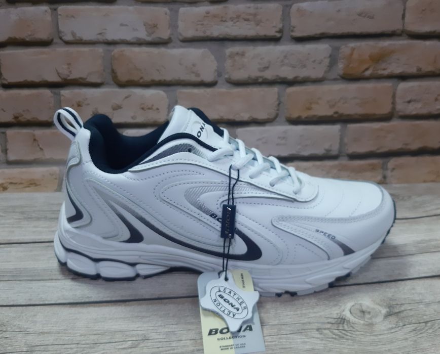 Белые кожаные кроссовки Bona 808A 41.43.44.46p