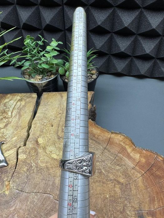 Stary duży sygnet srebro pękny