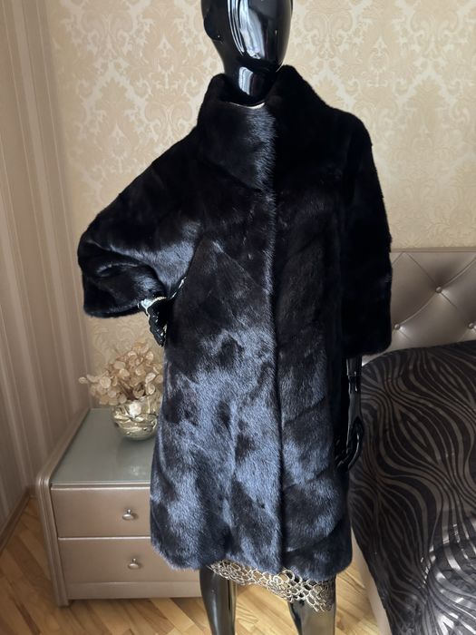 24.11 Київ примірки! Норкова шуба 88 см, 50-52, паркетка нова