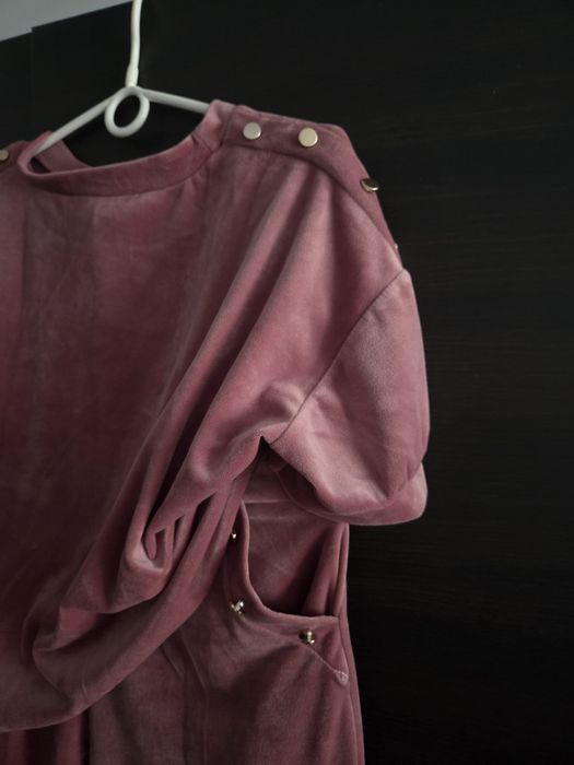 Dres welurowy różowy