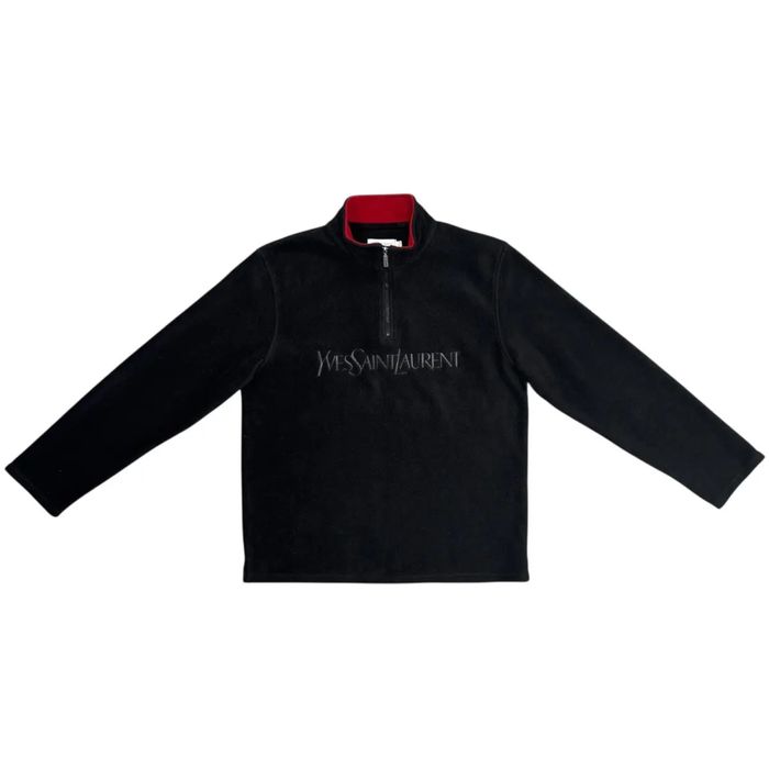 Saint Laurent Paris Vintage  Fleece Zip Big Logo YSL Sweater Polar