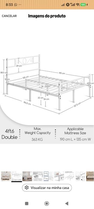 Cama Casal de Ferro