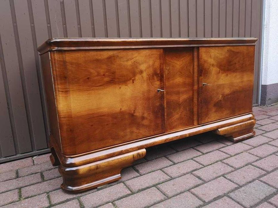Komoda Niska ART-DECO Orzech RTV 125 Stara Antyk Po Renowacji Okazja.