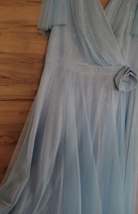 Zjawiskowa błękitna sukienka rozm. 44 idealna dla mamy panny młodej