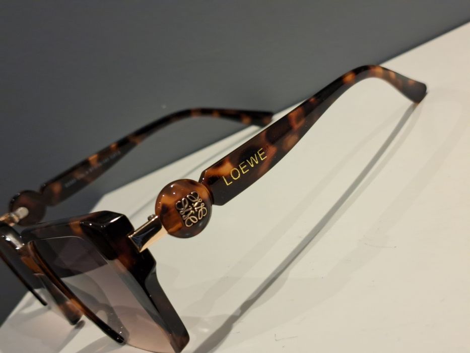LOEWE panterkowe duże nowe okulary przeciwsłoneczne złote logo