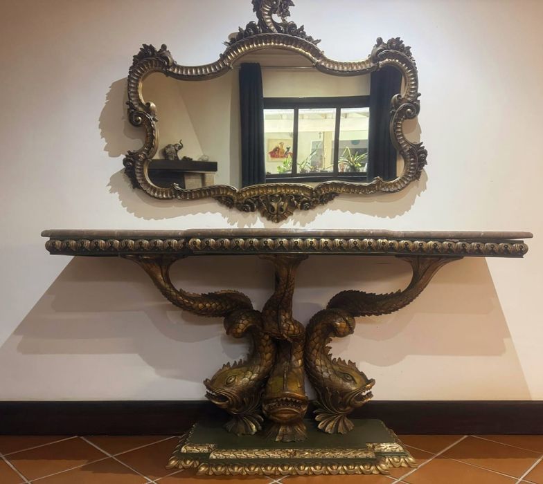 Conjunto consola/aparador e espelho