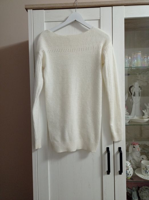 Sweter damski dłuższy, oversize z domieszką angory