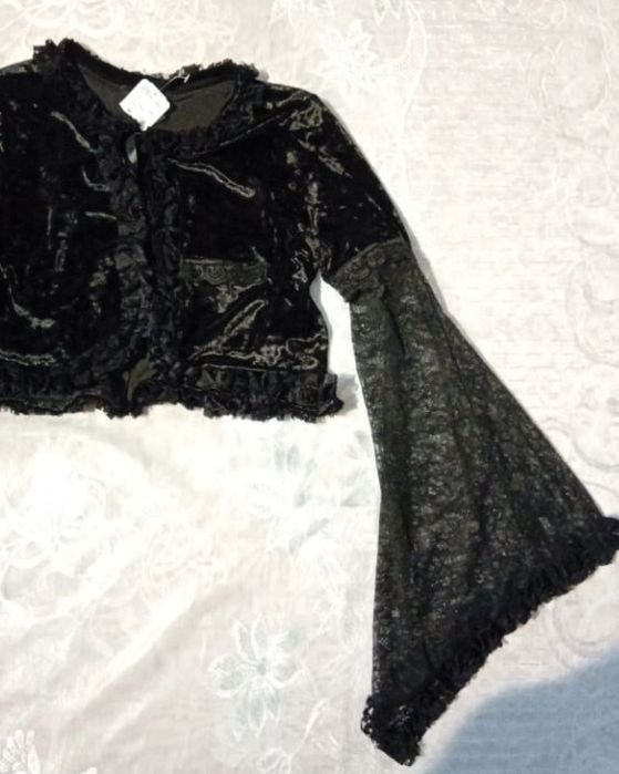 Nowe bolerko gotyckie wdzianko welurowe z koronką