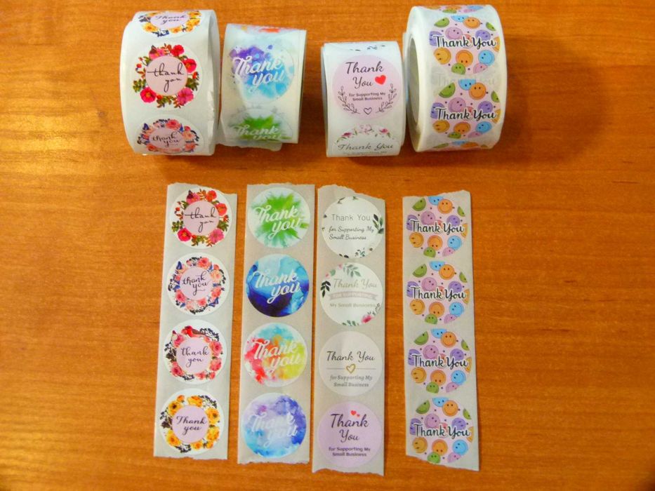 naklejki zestaw 400sztuk (4x100sztuk) Thank You Dziękuję podziękowanie