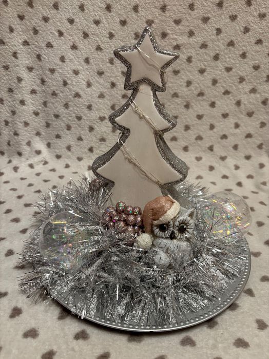 Ozdoba świąteczna biała, różowa