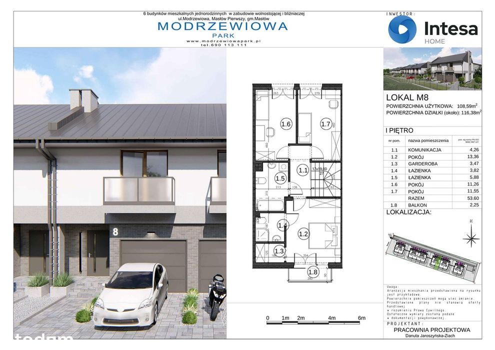 Nowoczesny segment z pompą ciepła, ogródkiem i garażem!