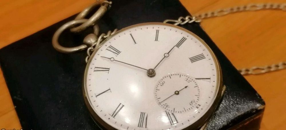 Relógio bolso cilindro em prata huit trous en rubis