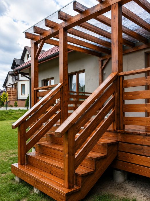 Taras drewniany, zadaszenie tarasu, altana, pergola