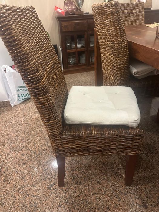 Cadeiras rusticas vime kubu castanho