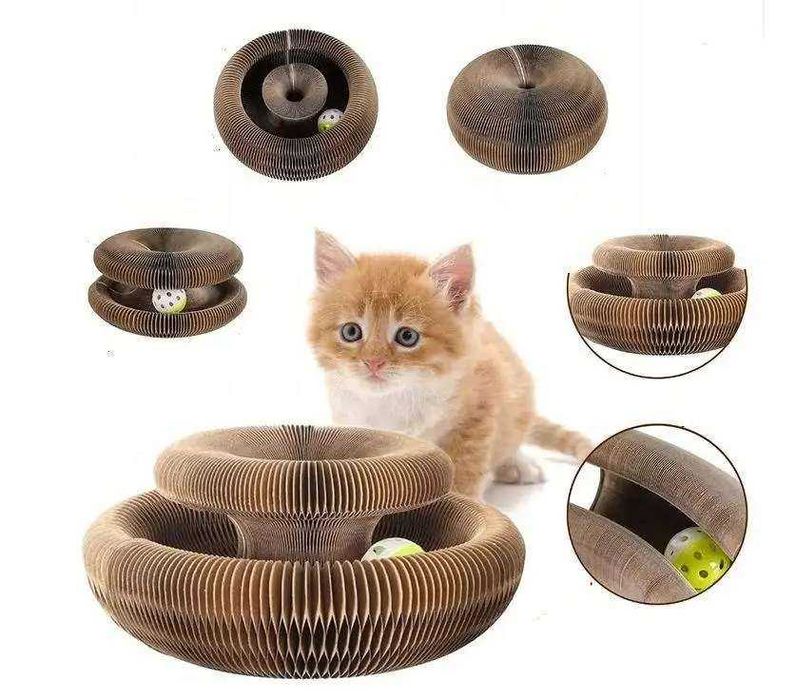 Картонная когтеточка-Игрушка для кошек и котят с мячиком