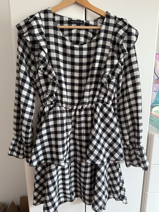 Sukienka w kratkę biało czarna New collection rozmiar 36/38