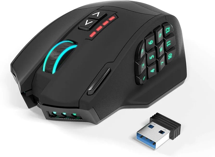 Rato de jogos sem fios sem fios Gamspeed V8 Pro RGB MMO, Sensor óptico