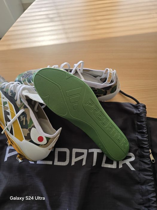 Adidas x BAPE football predator elite boot hemp, gold & white