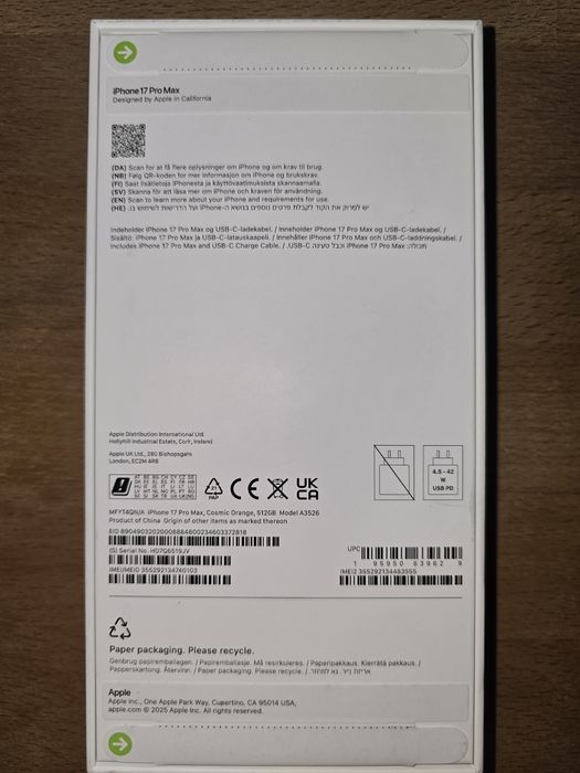 Iphone 17 pro max 512gb Novo Selado.