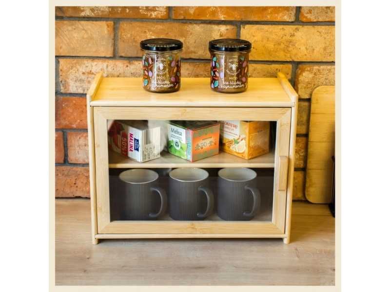 Chlebak bambusowy pojemnik żywność przyprawy półka szafka do kuchni