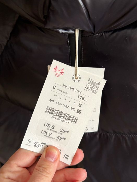 Пуховик блискучий Zara 6 років/116 см