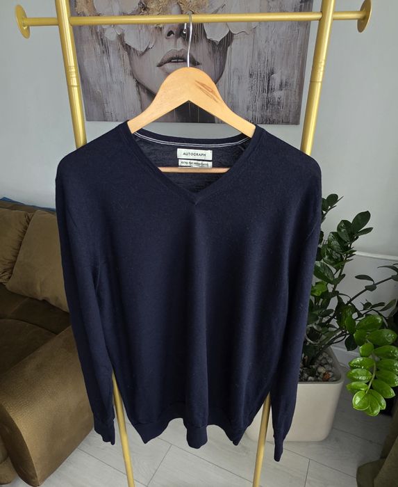 Autograf męski sweter 100 % merino wool Xl