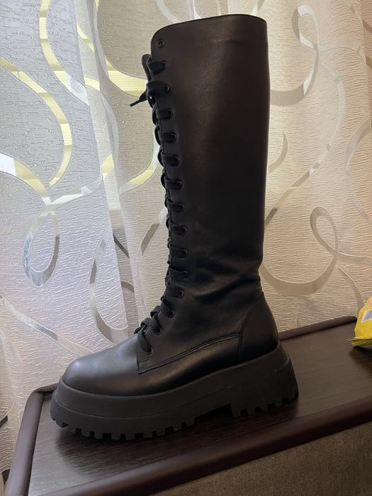 Кожані  зимні сапожки