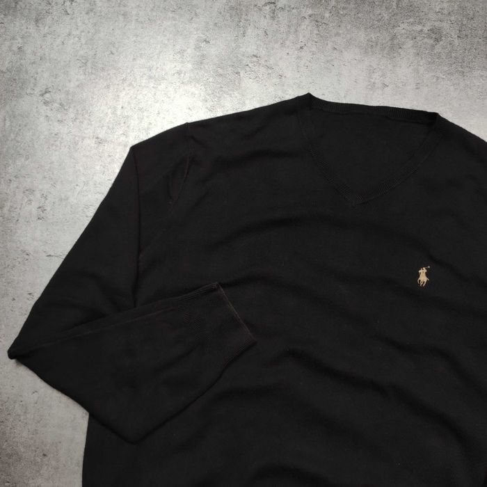 MĘSKI PREMIUM Czarny Sweter Elegancki Bawełna Polo Ralph Lauren Konik