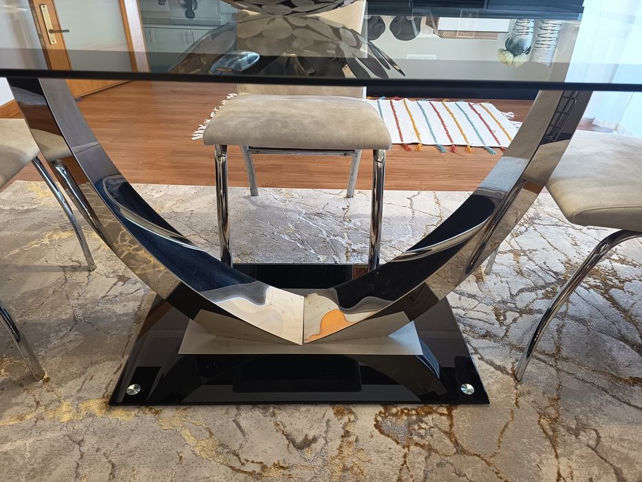 Mesa vidro preta