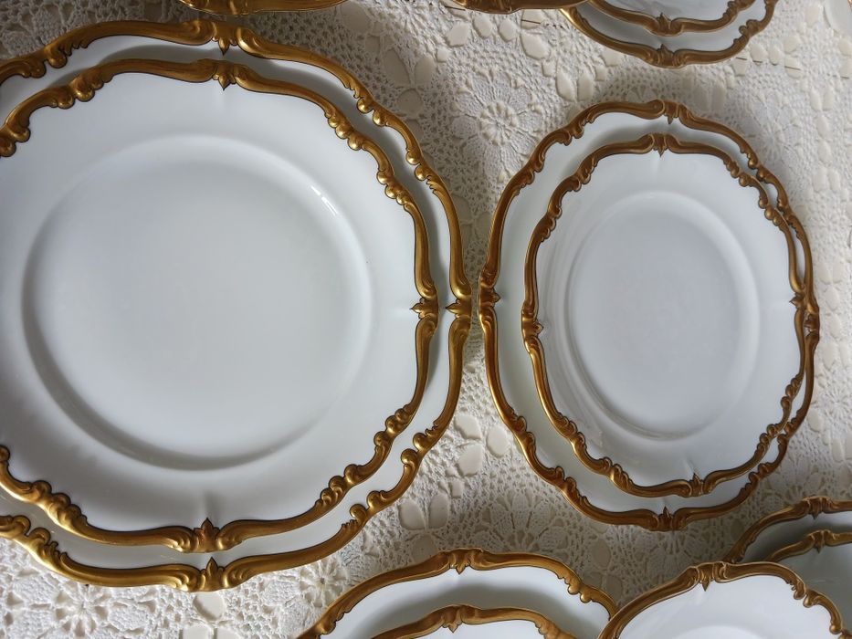 1930 Rosenthal Pompadour grube zlocenie serwis obiadowy