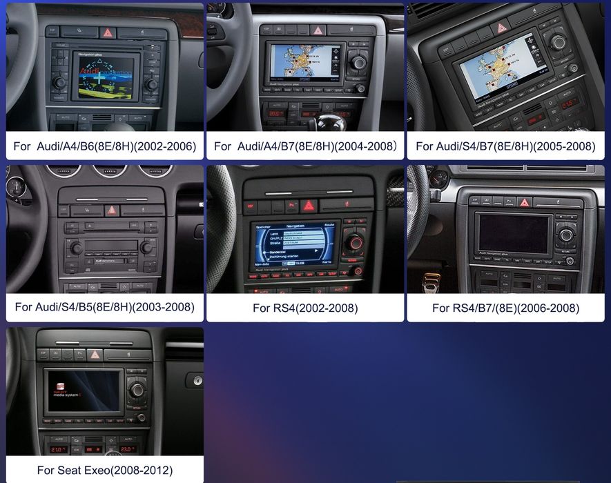 Rádio Audi A4 B6 B7 B8 B9 RS4 Carplay Android Auto GPS wifi BT 2/64GB