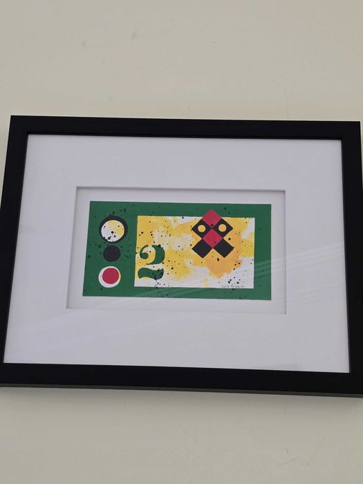 Quadro José de Guimarães Original Acrílico Papel Artesanal Verde Certi