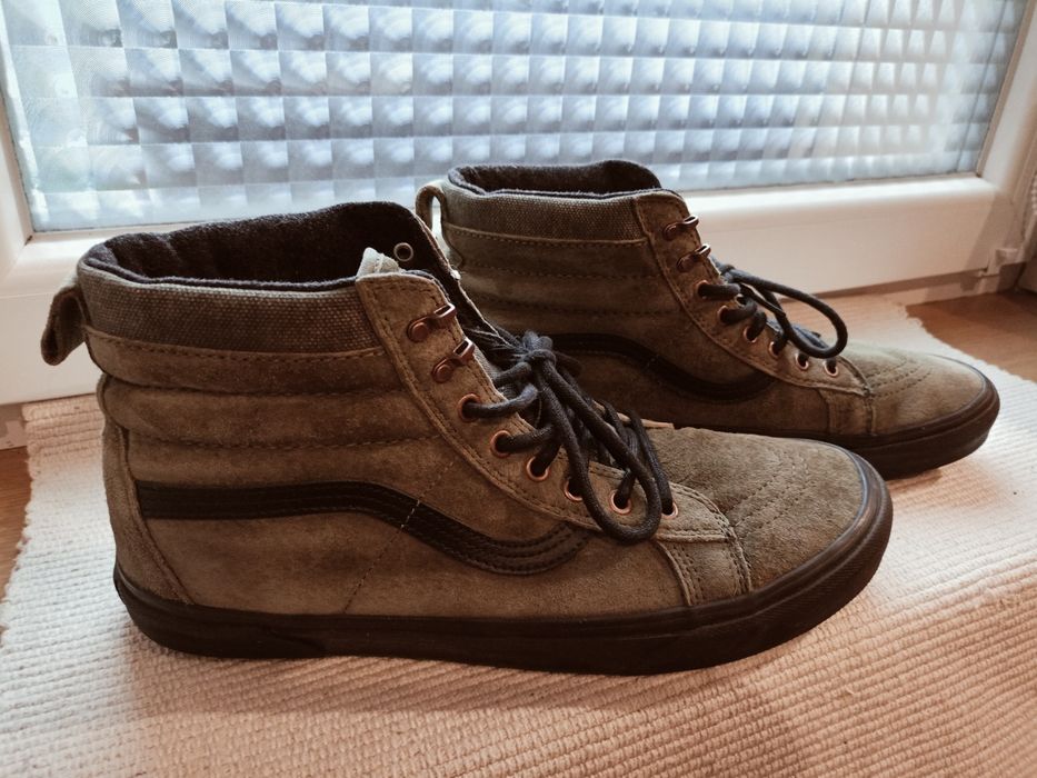 Trampki męskie wyższe zamszowe ciemnozielone Vans Sk8-Hi Mte 46