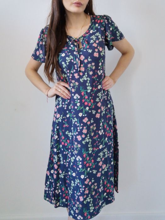 Bonprix - Nowa - Sukienka - 34/36 - Granatowa - Kwiaty